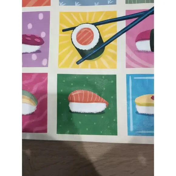 Sushi Nigri Orange Collage Shopping Bag Reusable Large Tote Gift TJMaxx New - Picture 10 of 12